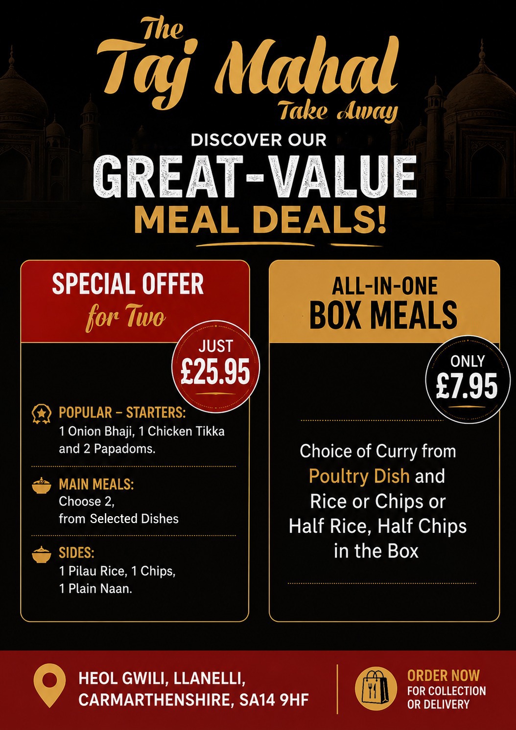 The Taj Mahal Takeaway Welcome Image